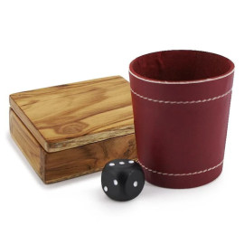 Problema - Teak Wood Box et Leather Dice Cup